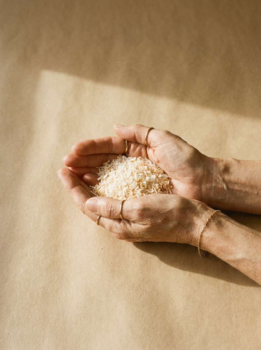Kokos Flocken in der Hand – editorial