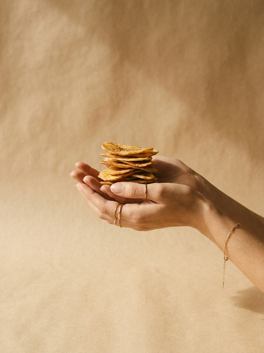 Bananenchips in der Hand – editorial