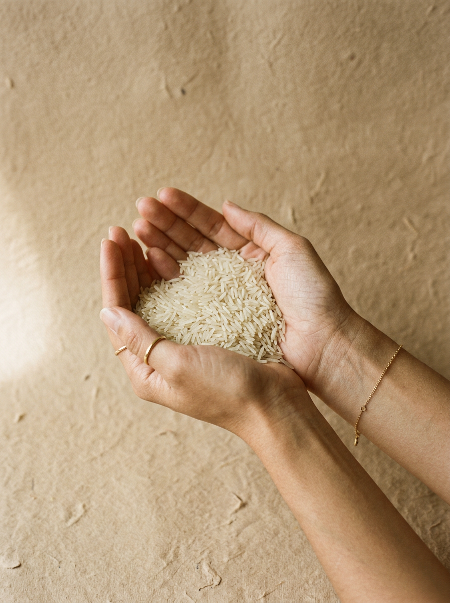 Basmati Reis in der Hand – editorial