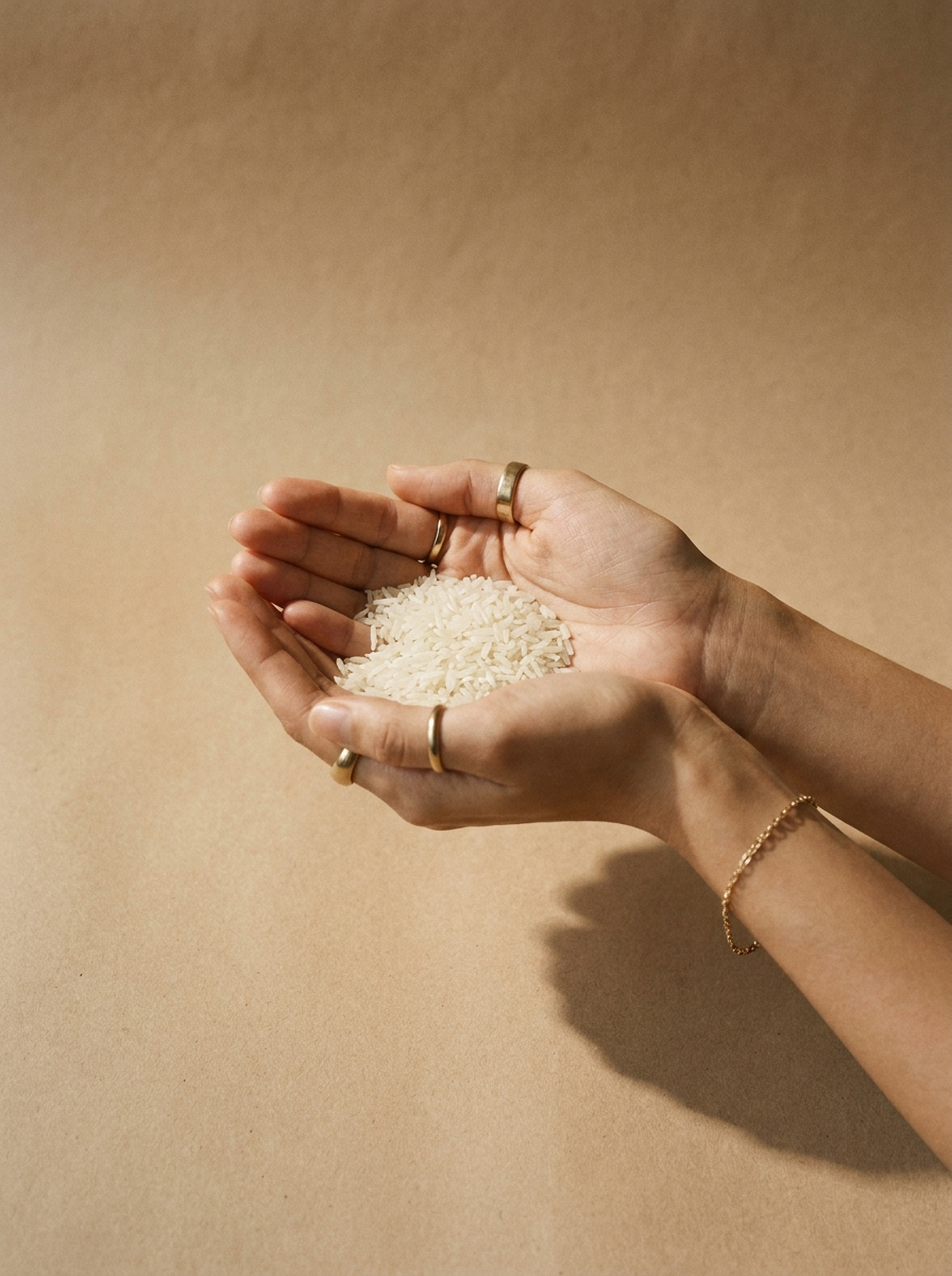 Jasminreis in der Hand – editorial