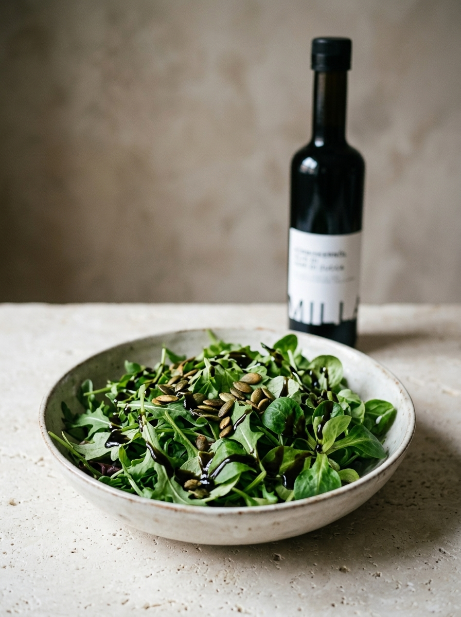 MILLA Kürbiskernöl 500 ml – über Blattsalat