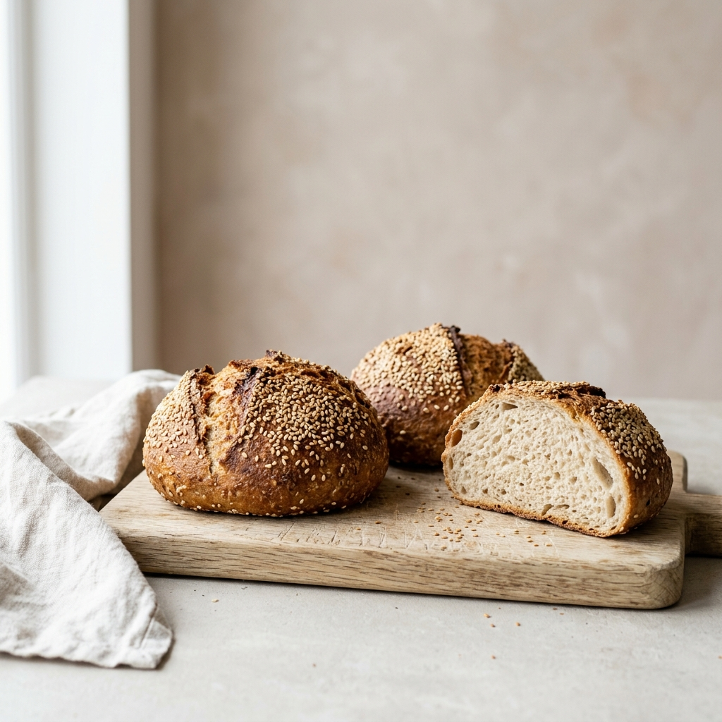 Fertig gebackenes Dinkel-Sesam-Brot