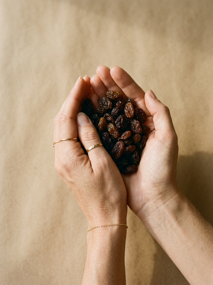 Sultaninen ungeschwefelt in der Hand