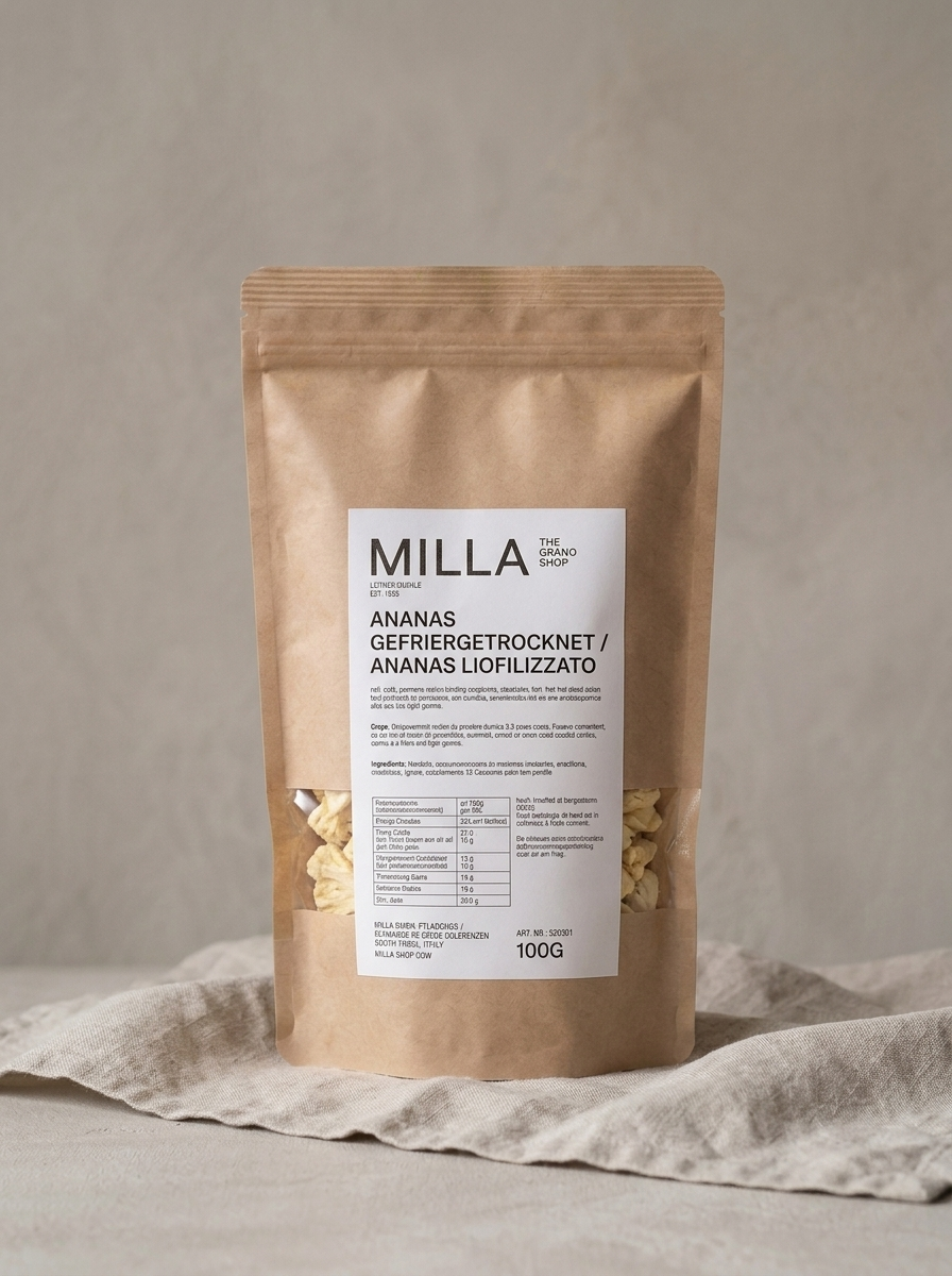 Ananas gefriergetrocknet 100 g - MILLA Standbodenbeutel