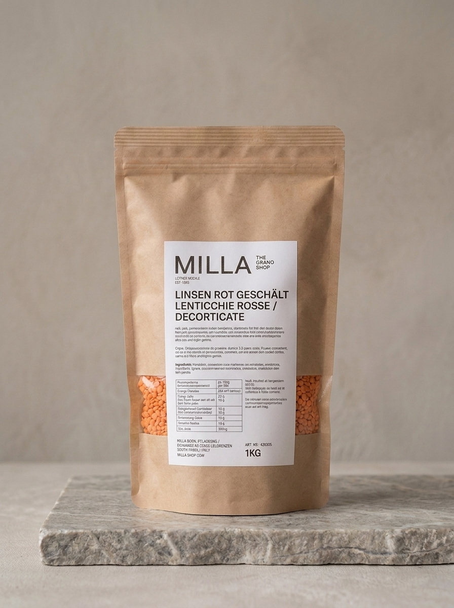 Linsen rot geschaelt 1 kg - MILLA Standbodenbeutel