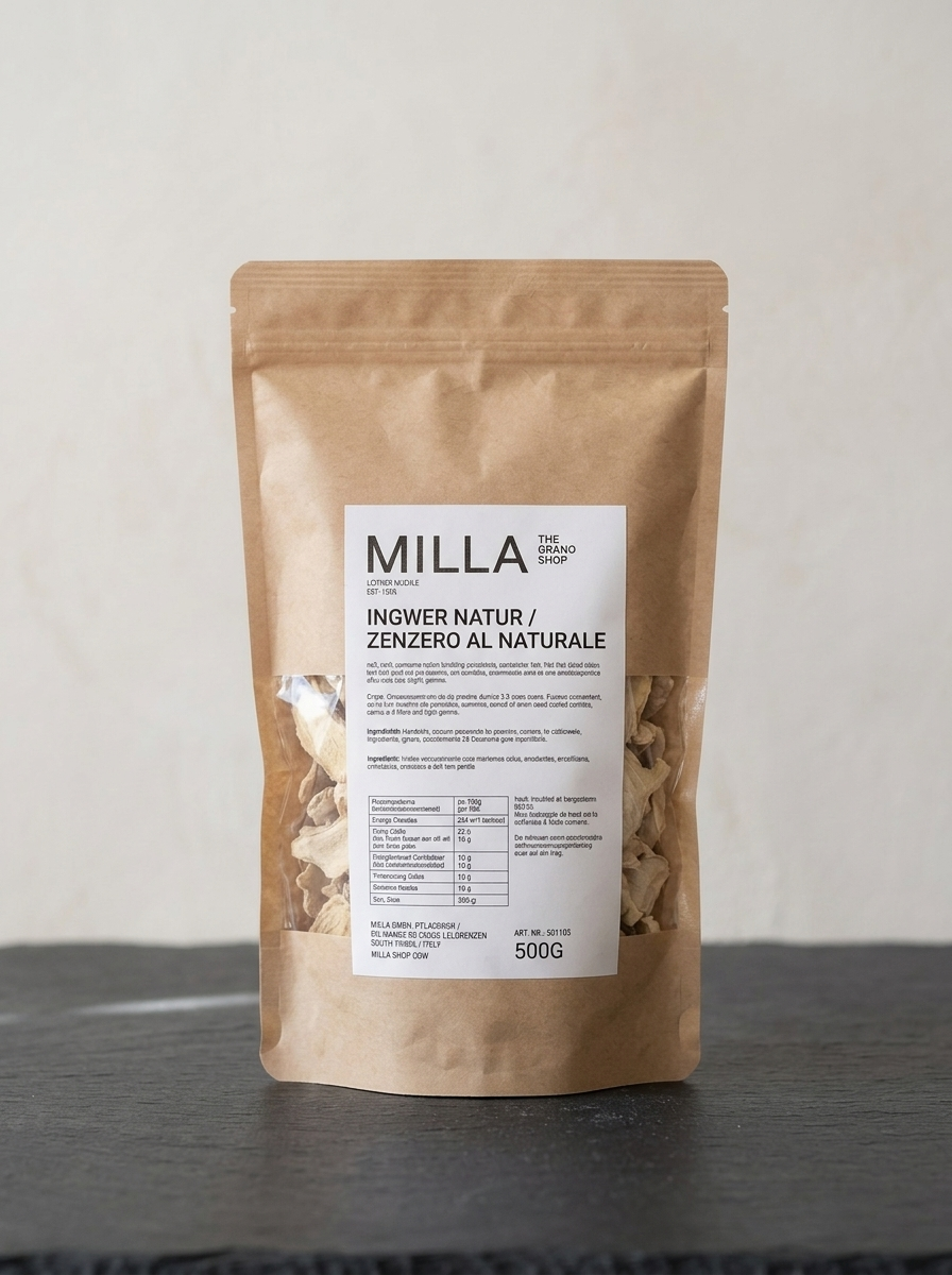 Ingwer Natur 500 g - MILLA Standbodenbeutel
