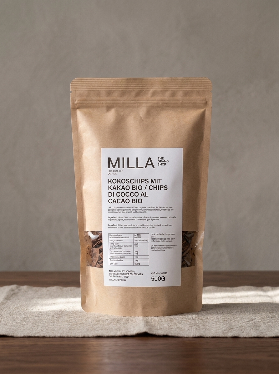 Kokoschips mit Kakao Bio 500 g - MILLA Standbodenbeutel