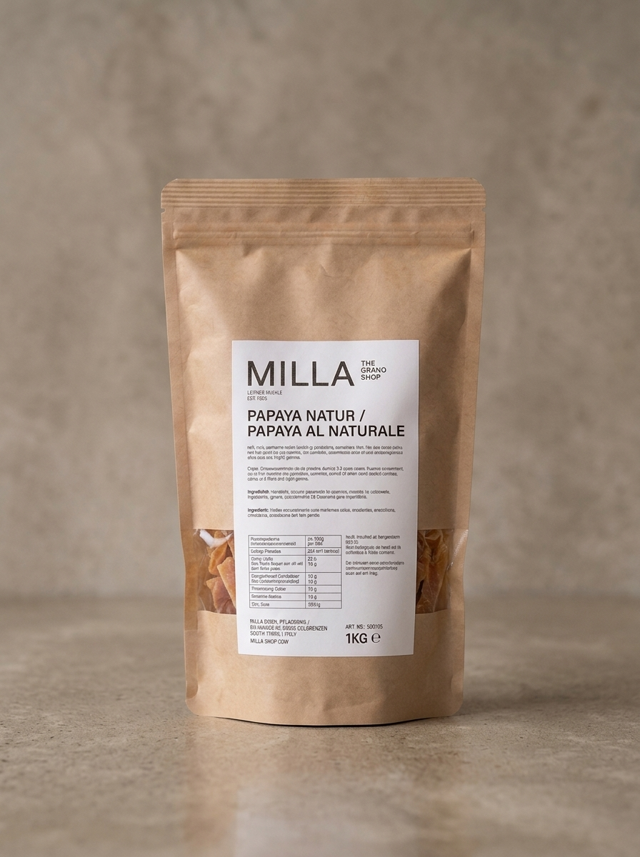 Papaya Natur 1 kg - MILLA Standbodenbeutel