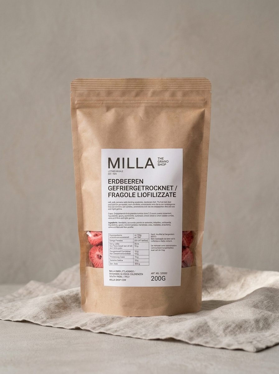 Erdbeeren gefriergetrocknet 200 g - MILLA Standbodenbeutel