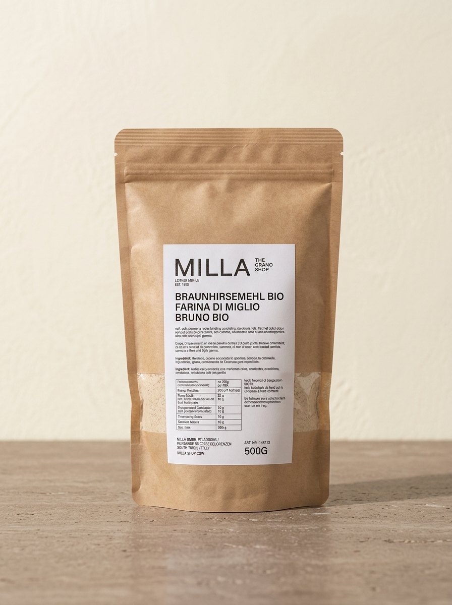 Braunhirsemehl Bio 500 g - MILLA Standbodenbeutel