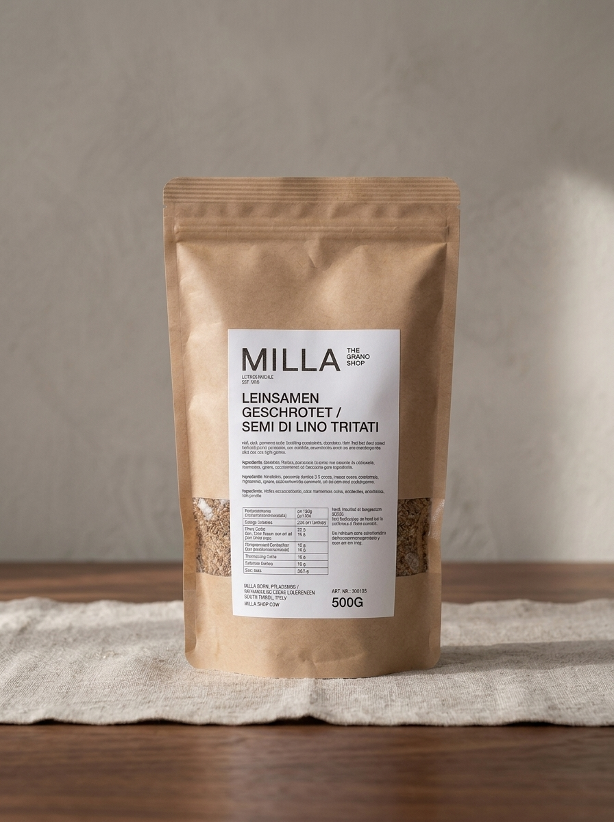 Leinsamen geschrotet 500 g - MILLA Standbodenbeutel