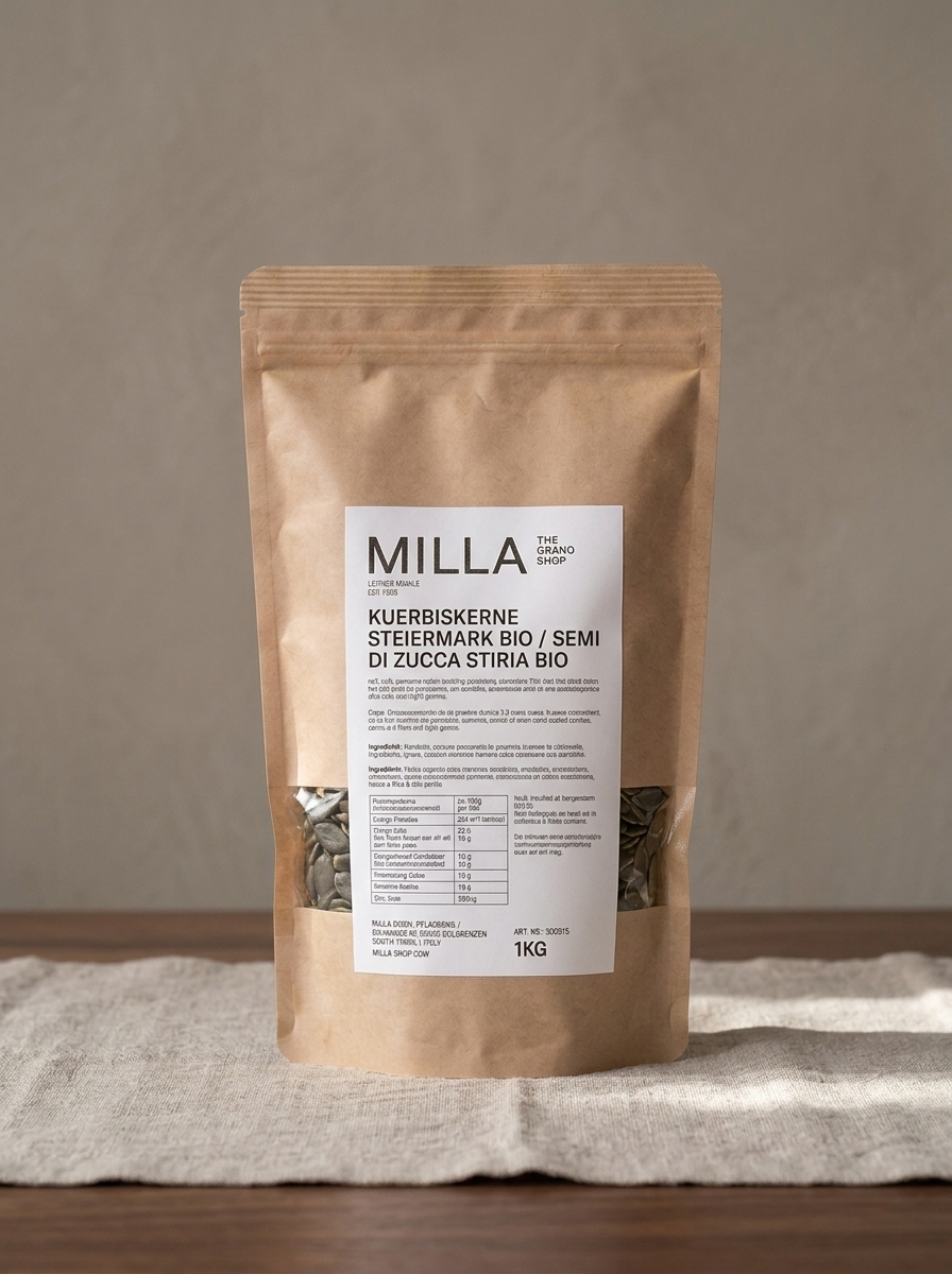 Kuerbiskerne Steiermark Bio 1 kg - MILLA Standbodenbeutel
