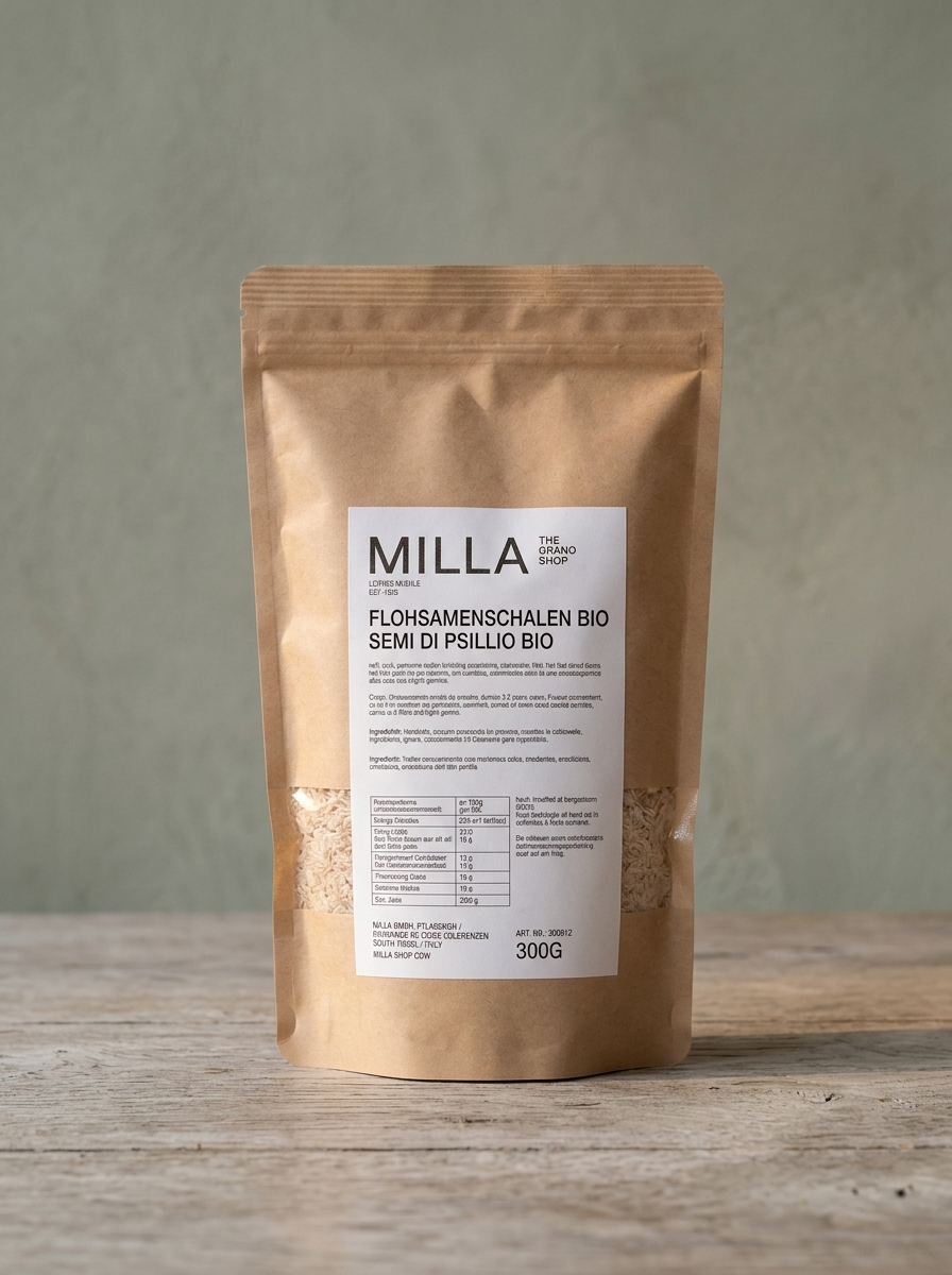 Flohsamenschalen Bio 300 g - MILLA Standbodenbeutel