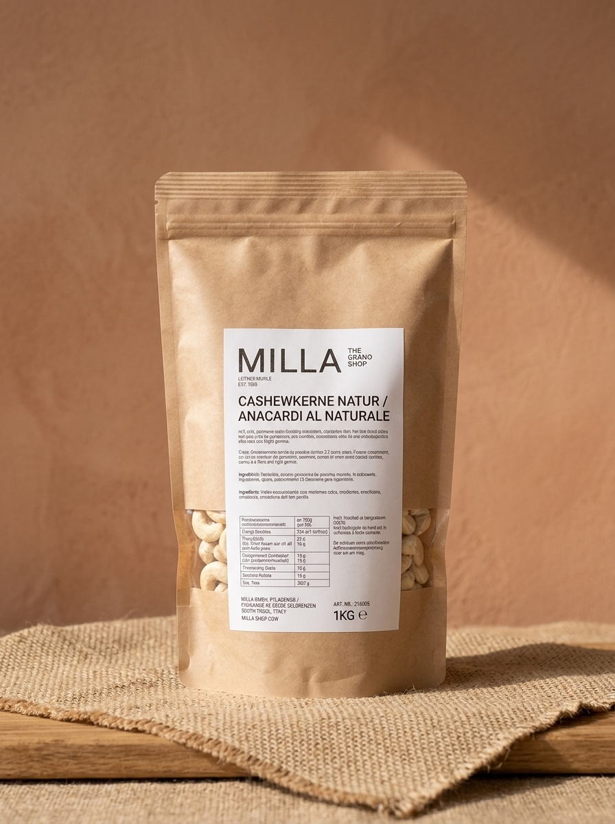 Cashewkerne Natur 1 kg - MILLA Standbodenbeutel