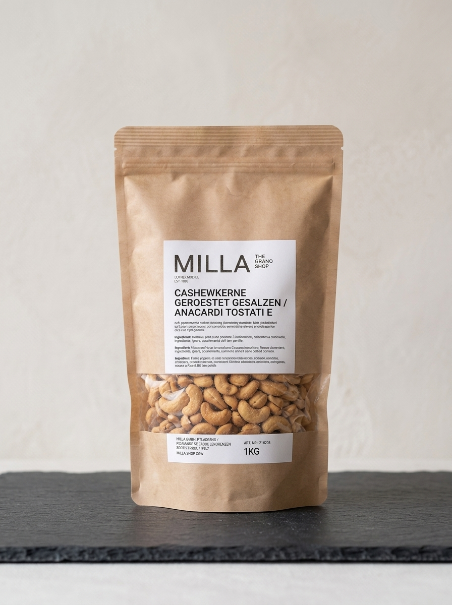 Cashewkerne geroestet gesalzen 1 kg - MILLA Standbodenbeutel