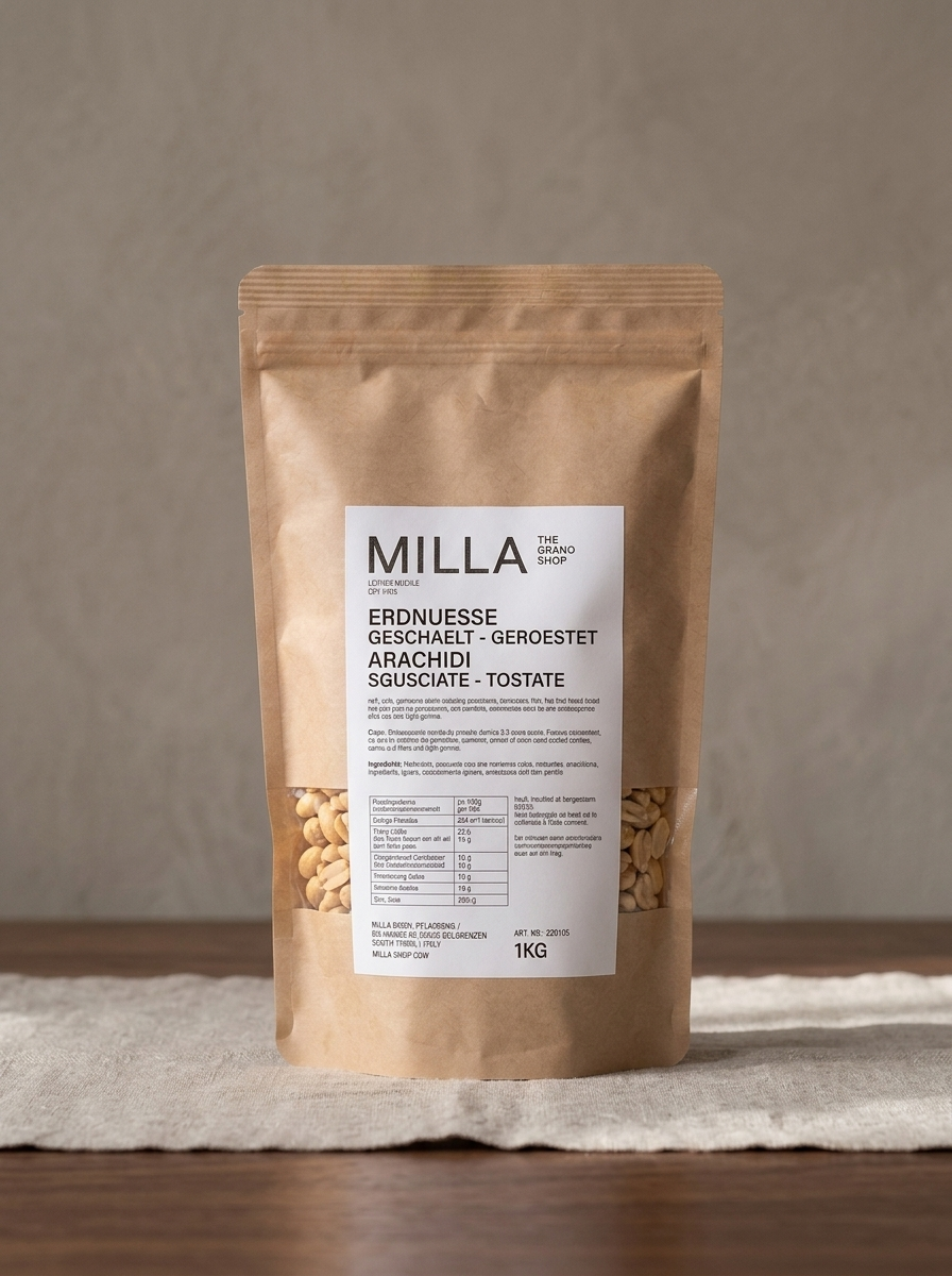 Erdnuesse geschaelt geroestet 1 kg - MILLA Standbodenbeutel