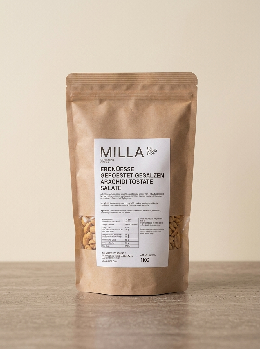 Erdnuesse geroestet gesalzen 1 kg - MILLA Standbodenbeutel