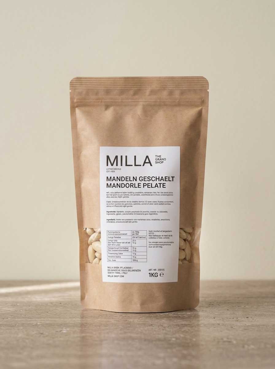 Mandeln geschaelt 1 kg - MILLA Standbodenbeutel