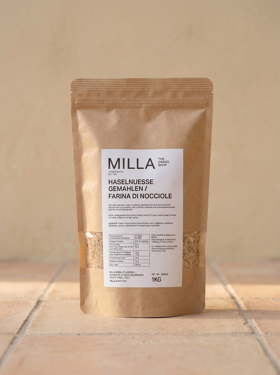 Haselnuesse gemahlen 1 kg - MILLA Standbodenbeutel