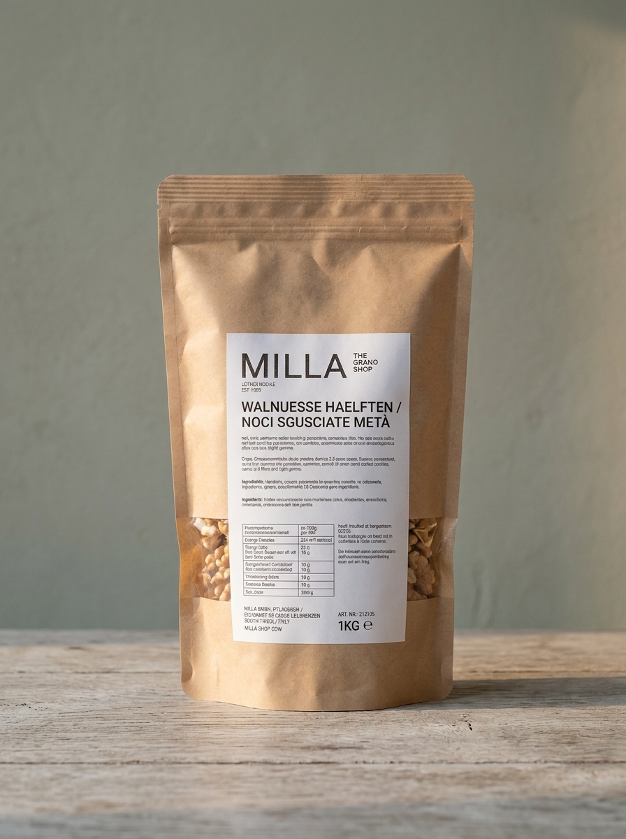 Walnuesse Haelften 1 kg - MILLA Standbodenbeutel