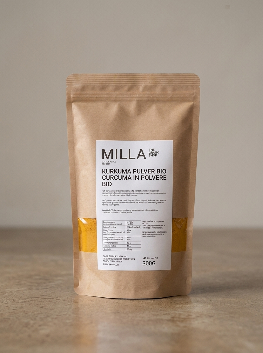 Kurkuma Pulver Bio 300 g - MILLA Standbodenbeutel