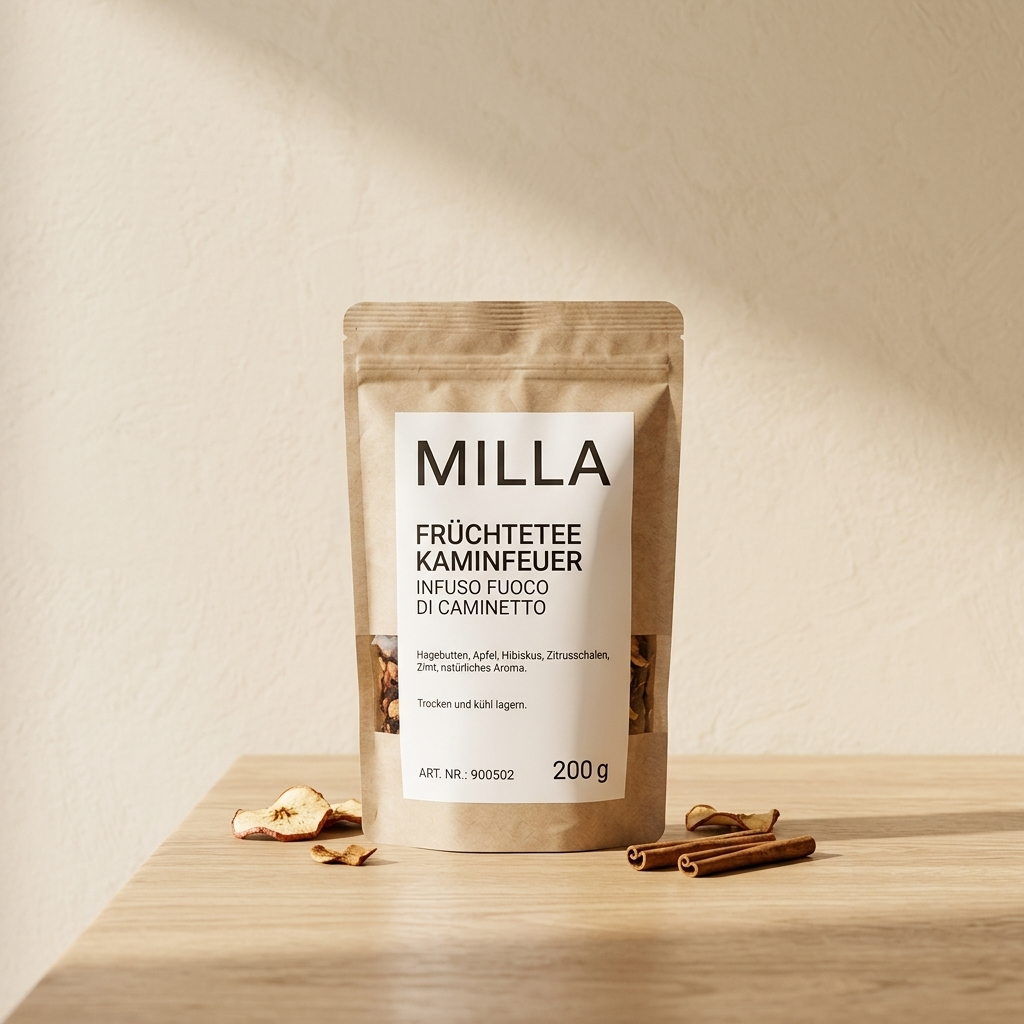 MILLA Früchtetee Kaminfeuer 200 g Standbodenbeutel